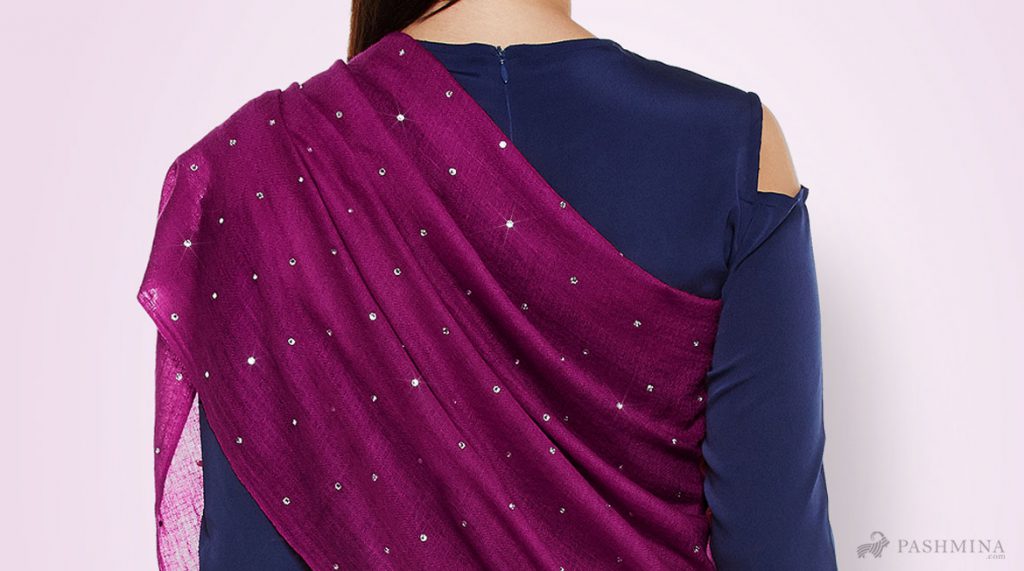 swarovski crystals on pure Pashmina scarf
