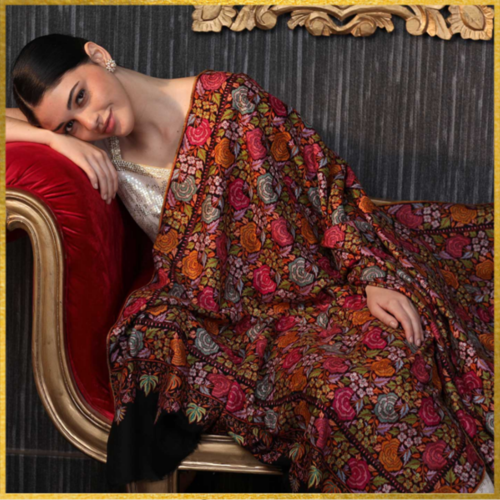 Rose Garden Papier Mache Pashmina Shawl