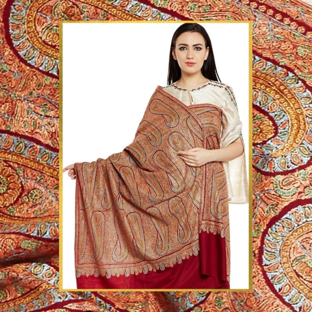 Queen's Coronation Maroon Pashmina Shawl