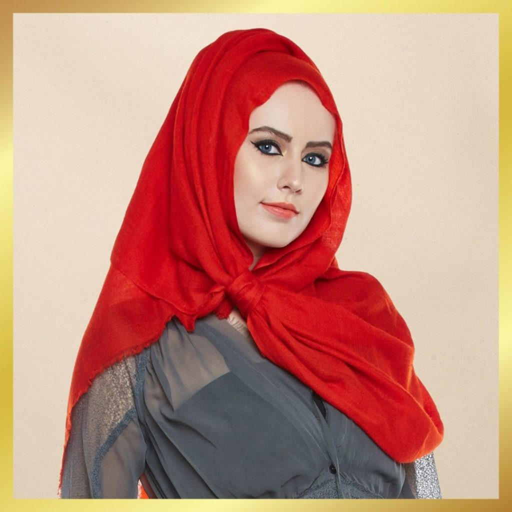 red pashmina headscarf