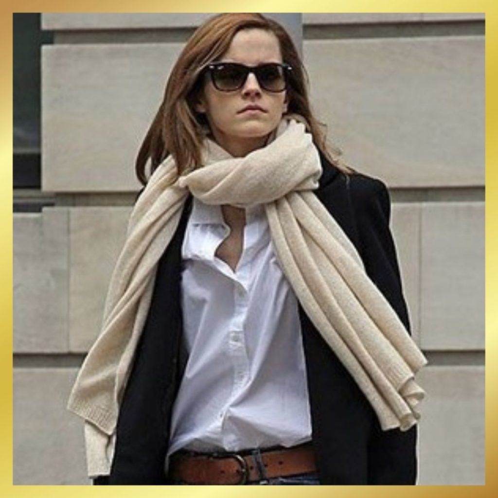 Emma Watson in cashmere wrap