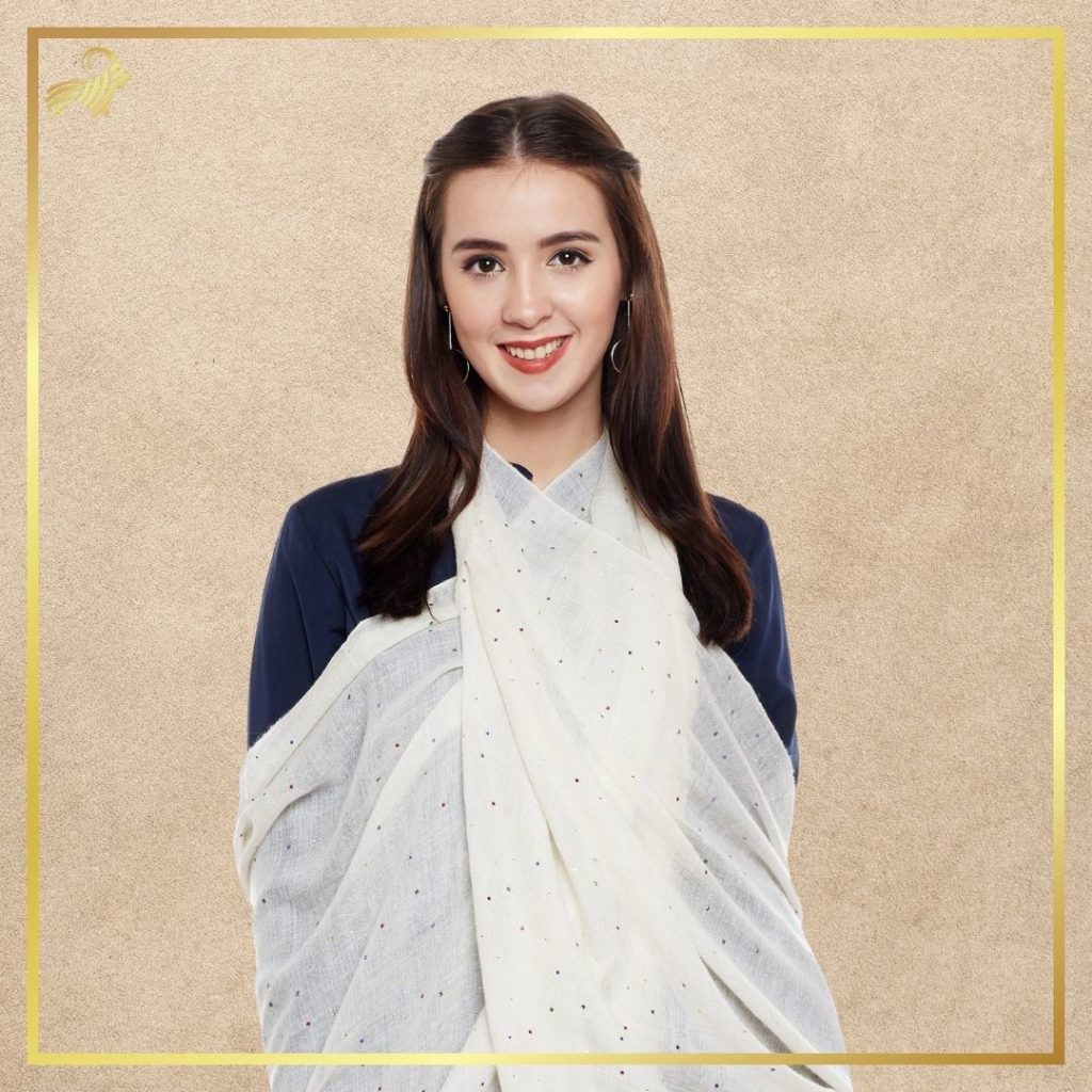ivory swarovski studded pashmina shawl