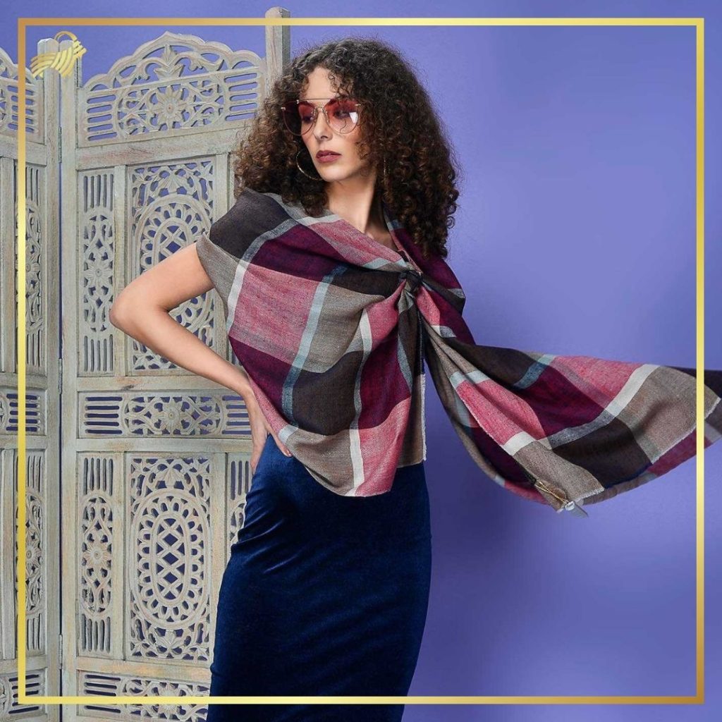 check cashmere wrap