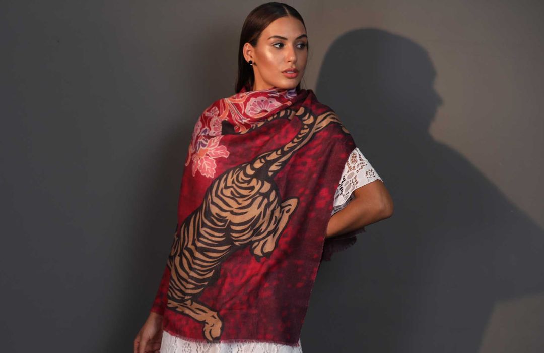 Printed cashmere wrap