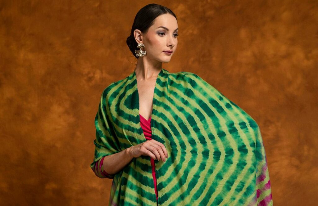 Shibori cashmere wrap