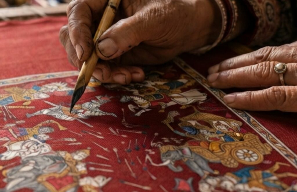 Kalamkari Art on Pashmina shawl