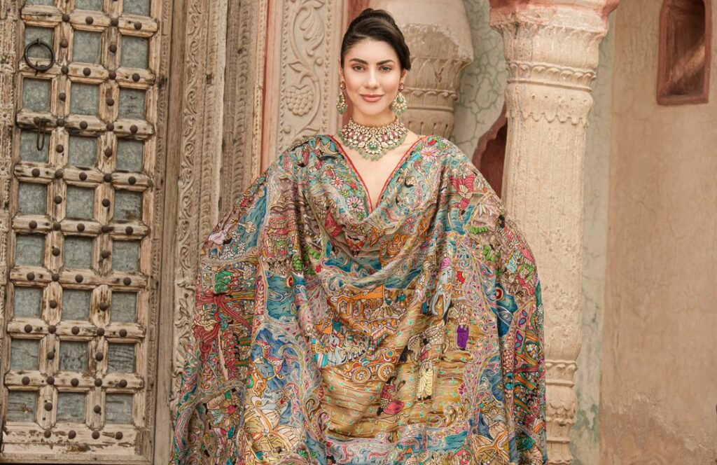 Mahabharat Kalamkari Pashmina Shawl