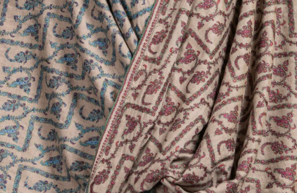 Aski embroidery on a Pashmina Shawl